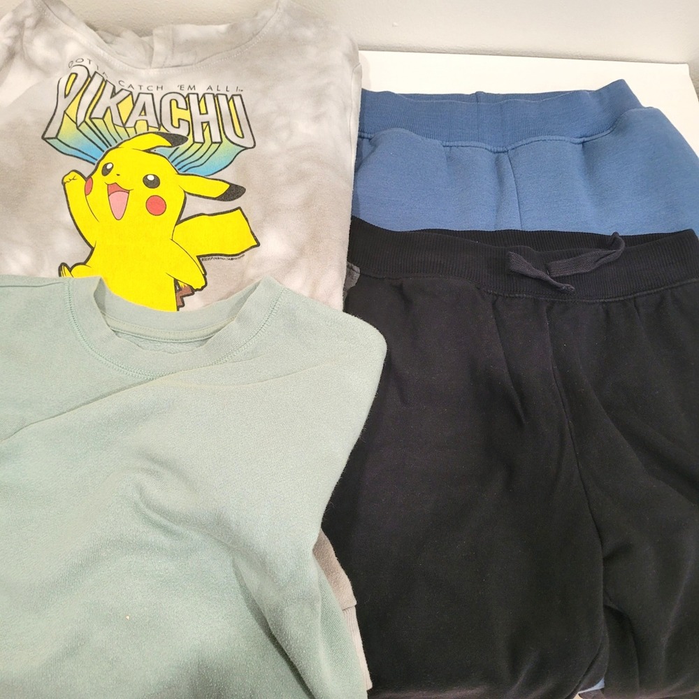 Boys 4pc Bundle‎ Pikachu Pokemon Hoodie Fila Joggers Sweatshirt Size L 10/12